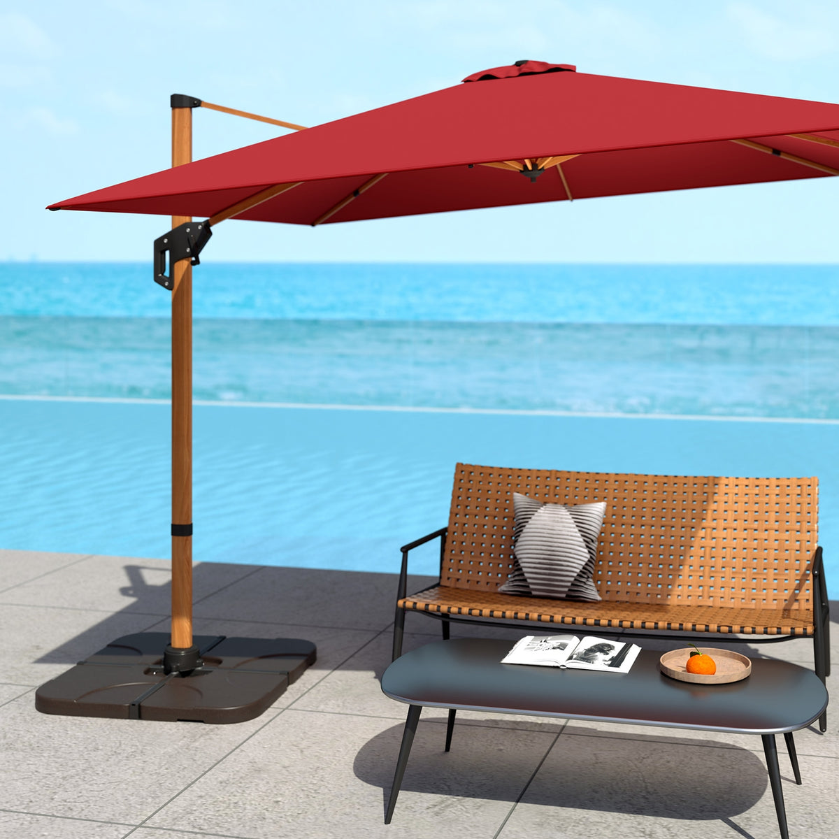 20 Inch Water Filled Patio Umbrella Base, Coffee Outdoor Umbrella Bases at Gallery Canada