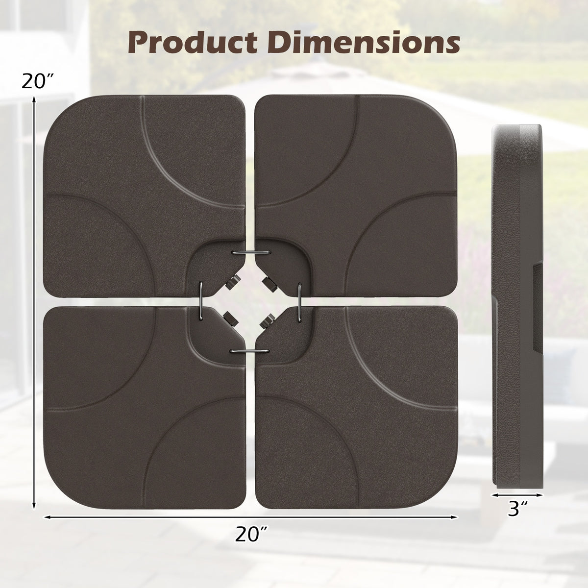 20 Inch Water Filled Patio Umbrella Base, Coffee Outdoor Umbrella Bases at Gallery Canada