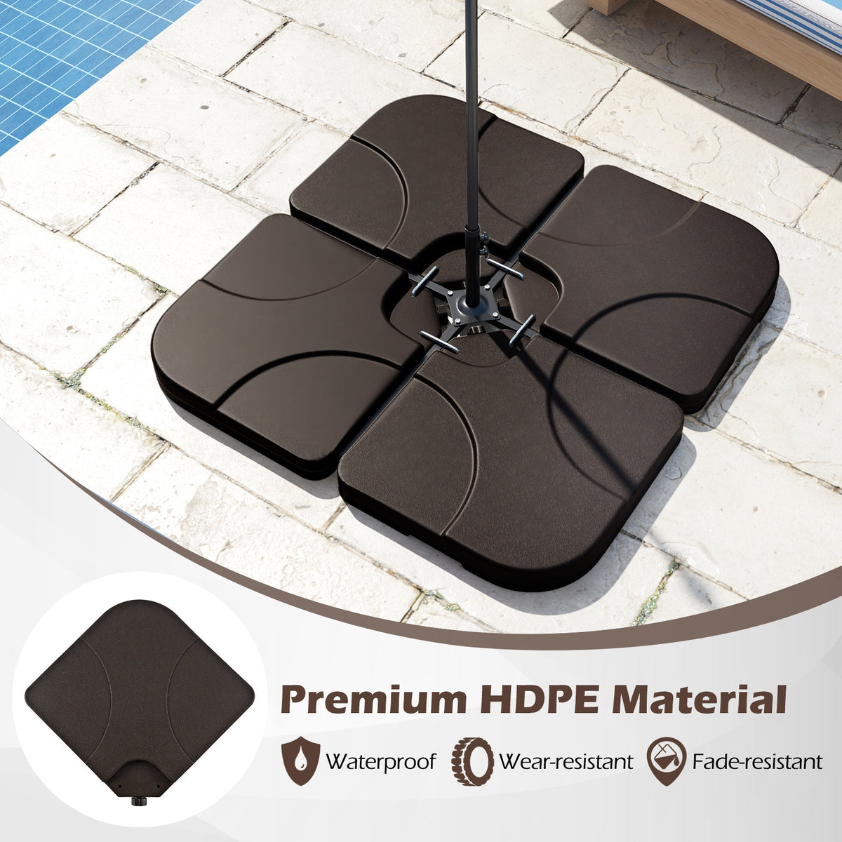 20 Inch Water Filled Patio Umbrella Base, Coffee Outdoor Umbrella Bases at Gallery Canada