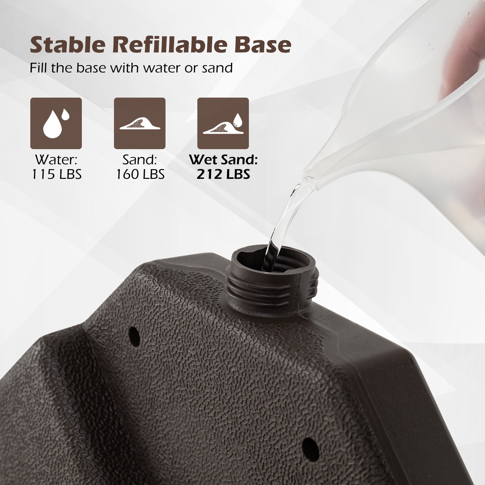 20 Inch Water Filled Patio Umbrella Base, Coffee Outdoor Umbrella Bases at Gallery Canada