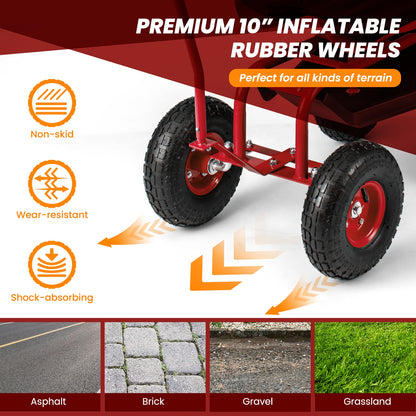 Garden Cart With Adjustable Seat, Storage Basket, Red Garden Carts at Gallery Canada