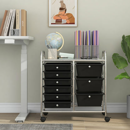 9-Drawer Rolling Storage Cart, Black File Cabinets at Gallery Canada