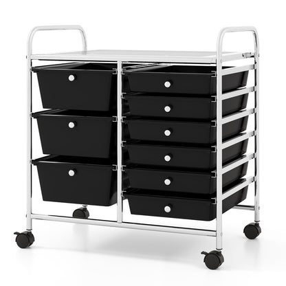 9-Drawer Rolling Storage Cart, Black File Cabinets at Gallery Canada