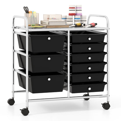 9-Drawer Rolling Storage Cart, Black File Cabinets at Gallery Canada