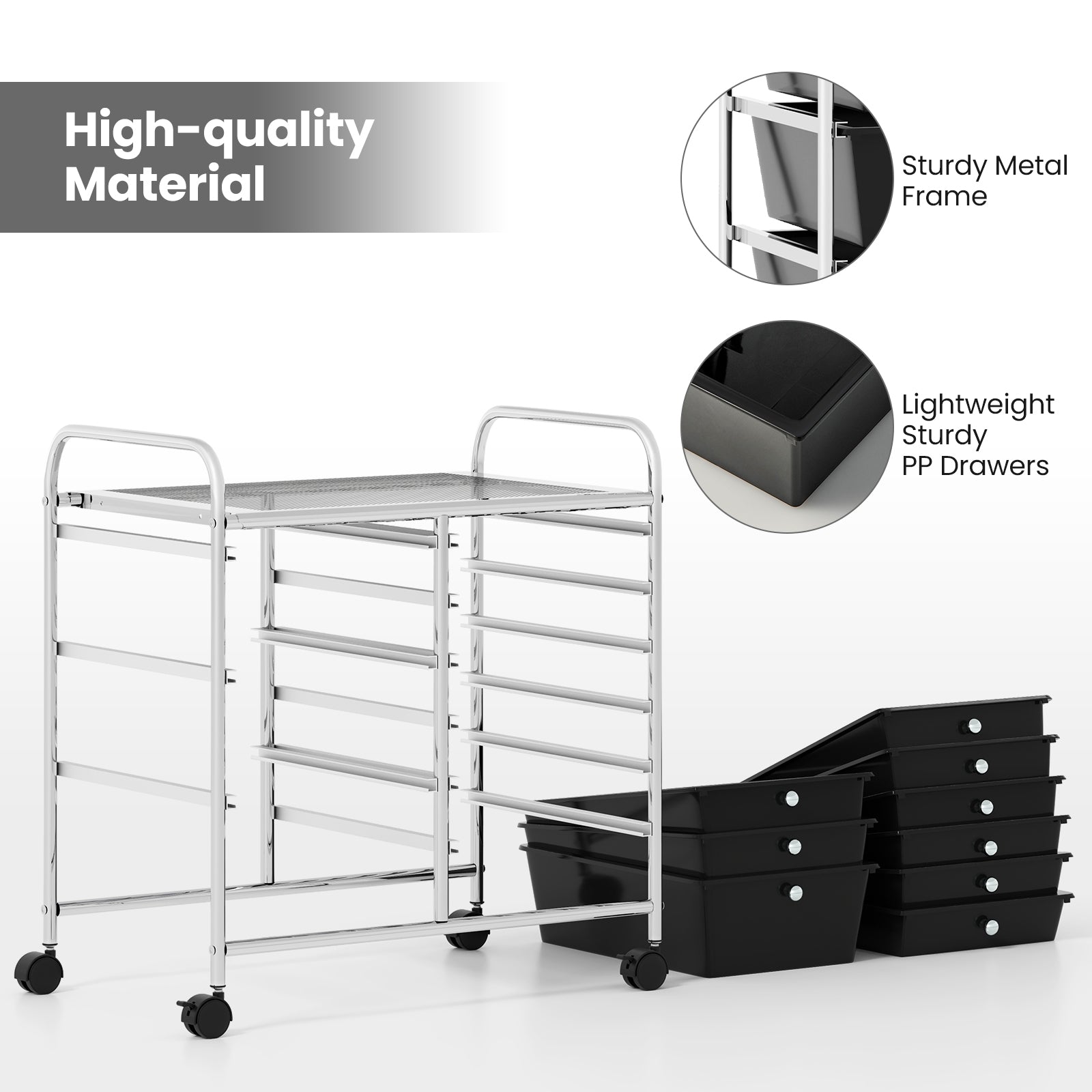 9-Drawer Rolling Storage Cart, Black File Cabinets at Gallery Canada