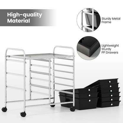 9-Drawer Rolling Storage Cart, Black File Cabinets at Gallery Canada