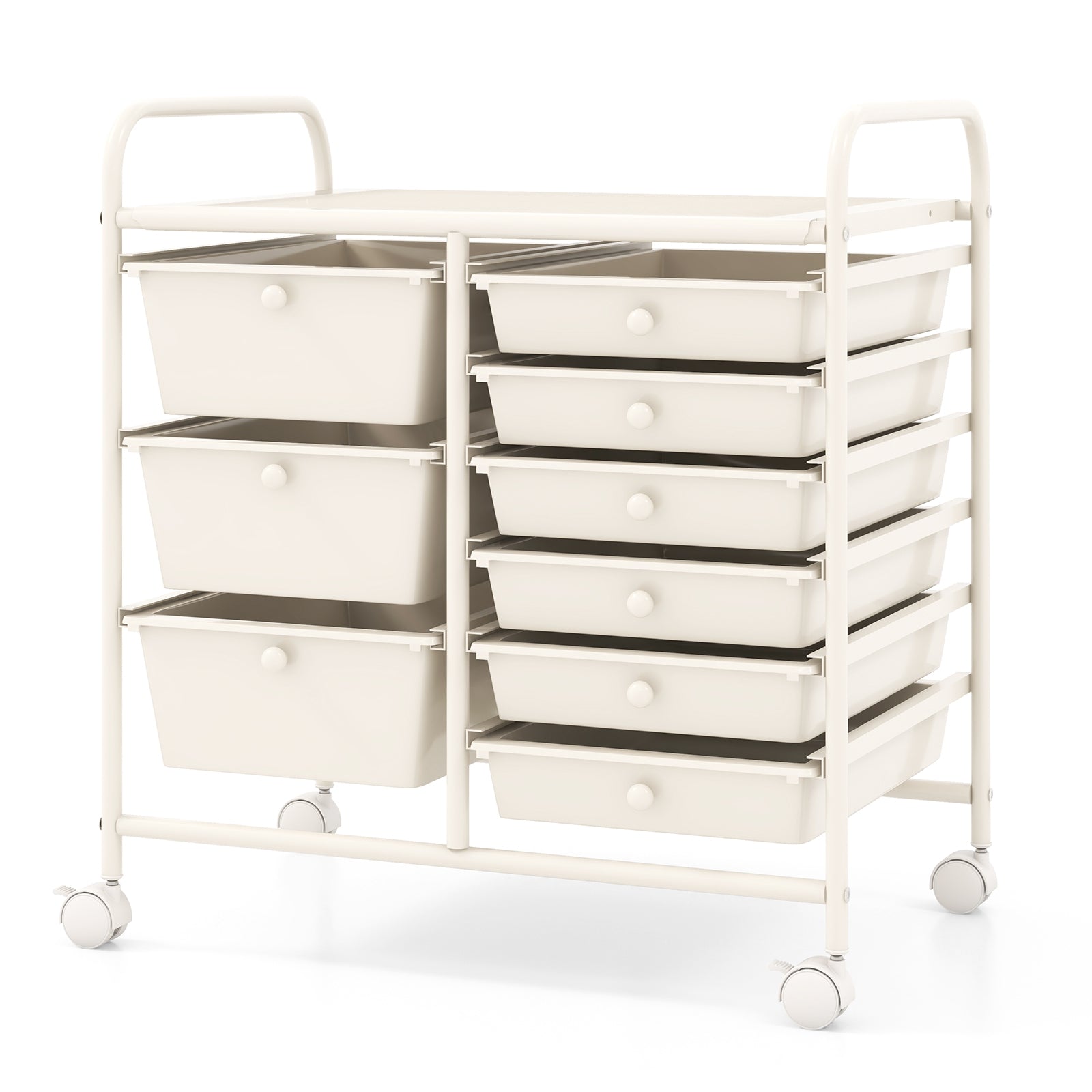 9-Drawer Rolling Storage Cart, Metal Frame, White File Cabinets White at Gallery Canada