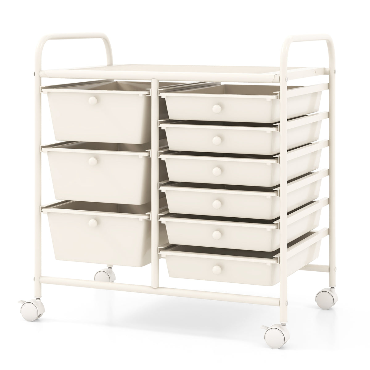 9-Drawer Rolling Storage Cart, Metal Frame, White File Cabinets at Gallery Canada