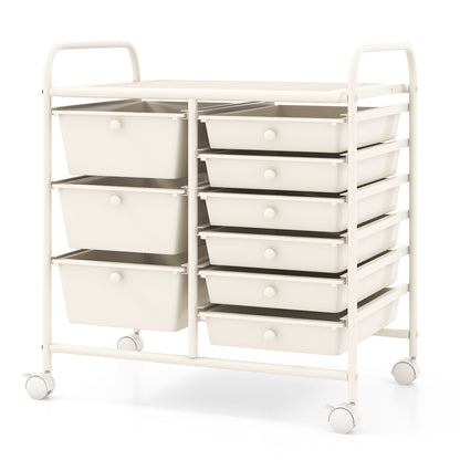 9-Drawer Rolling Storage Cart, Metal Frame, White File Cabinets at Gallery Canada