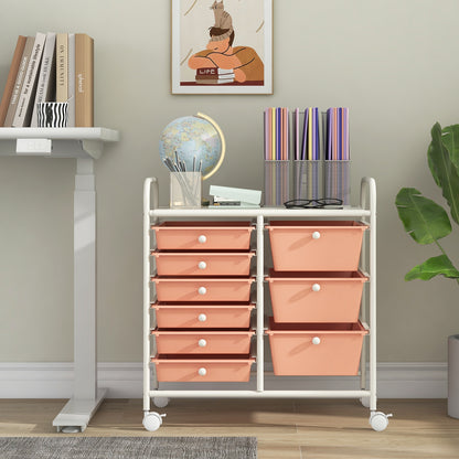 9-Drawer Rolling Storage Cart, Metal Frame, Peach File Cabinets at Gallery Canada