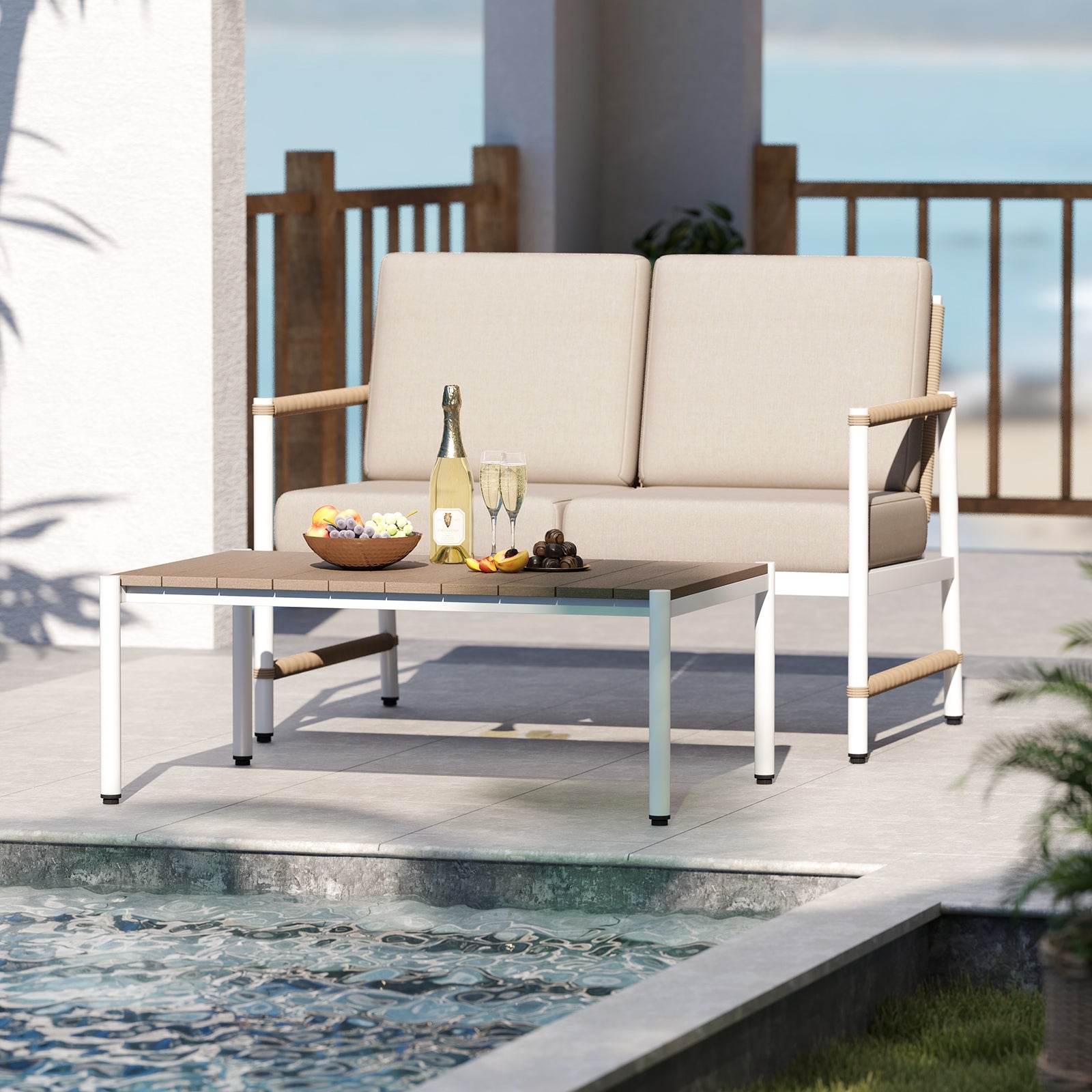 Patio Loveseat Sofa With Coffee Table Set, Gray Patio Conversation Sets at Gallery Canada