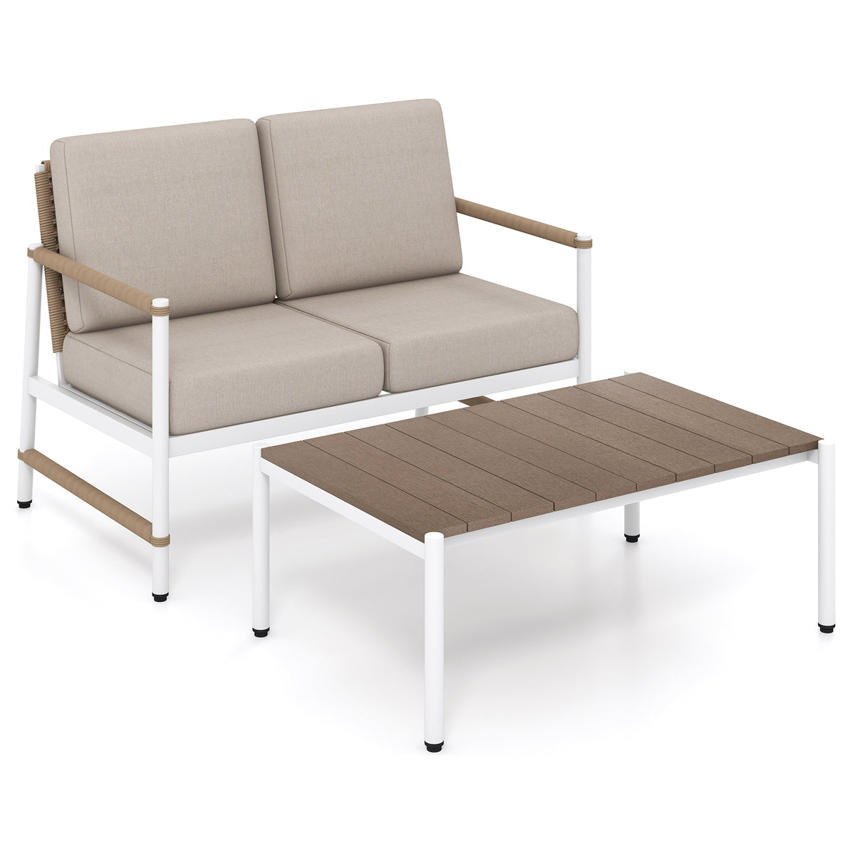 Patio Loveseat Sofa With Coffee Table Set, Gray Patio Conversation Sets Gray at Gallery Canada