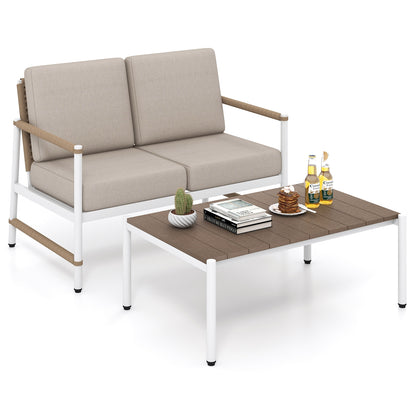 Patio Loveseat Sofa With Coffee Table Set, Gray Patio Conversation Sets at Gallery Canada