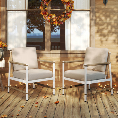 Patio Aluminum Sofa With Wicker Backrest, 2 Packs, Gray Patio Dining Chairs at Gallery Canada
