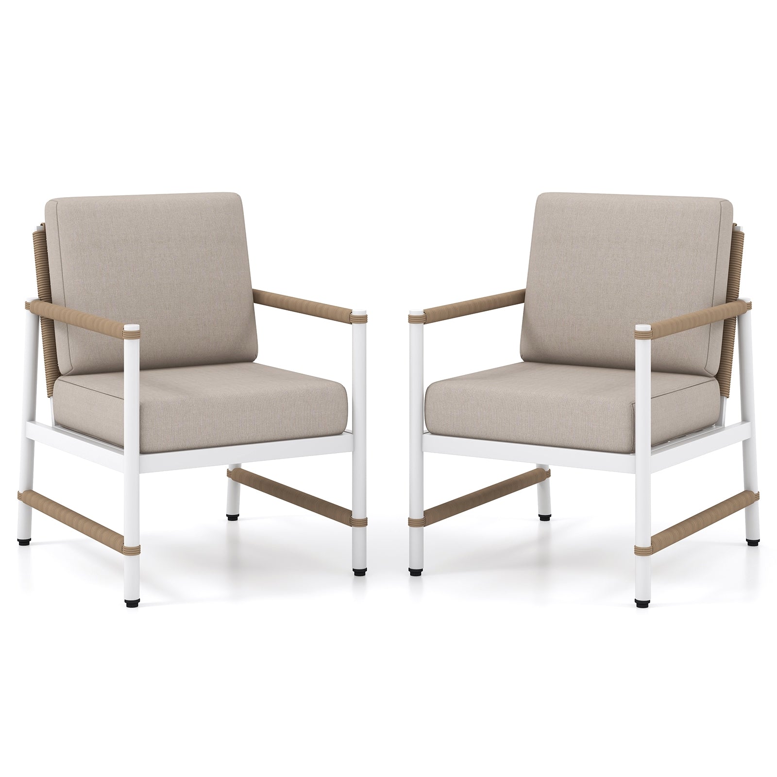 Patio Aluminum Sofa With Wicker Backrest, 2 Packs, Gray Patio Dining Chairs Gray at Gallery Canada