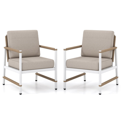 Patio Aluminum Sofa With Wicker Backrest, 2 Packs, Gray Patio Dining Chairs Gray at Gallery Canada