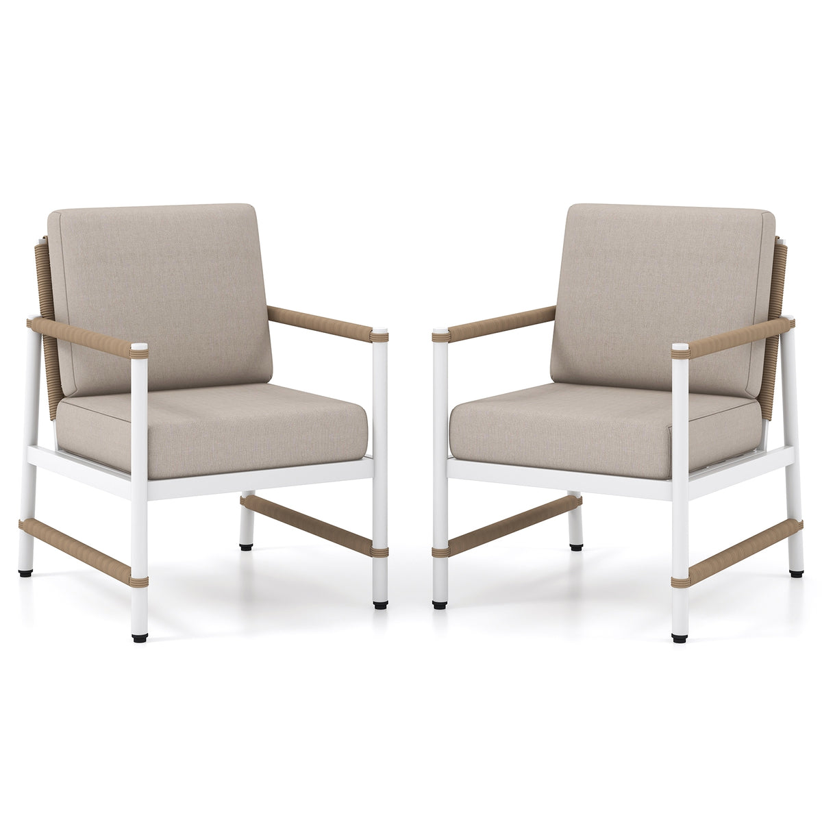 Patio Aluminum Sofa With Wicker Backrest, 2 Packs, Gray Patio Dining Chairs at Gallery Canada