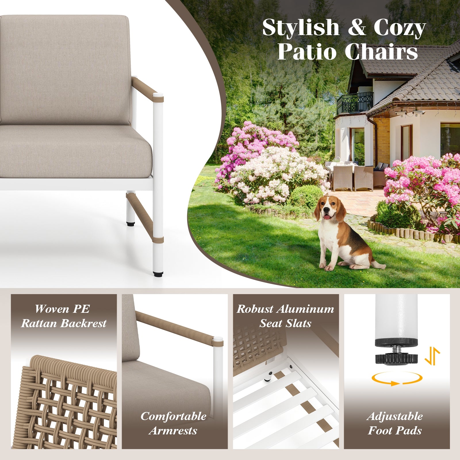 Patio Aluminum Sofa With Wicker Backrest, 2 Packs, Gray Patio Dining Chairs at Gallery Canada