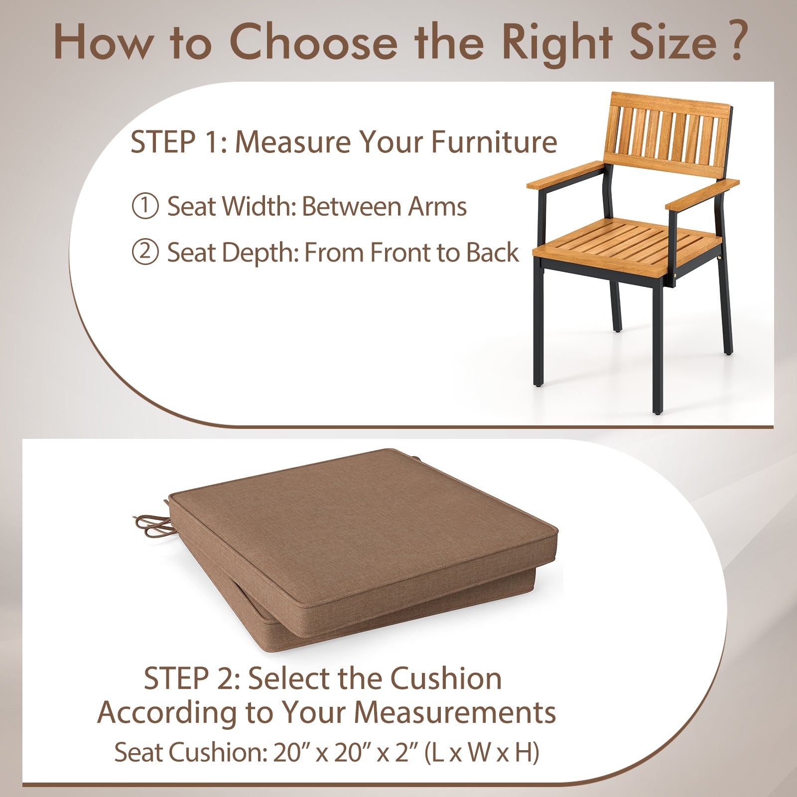 Outdoor Chair Cushion Set, Waterproof Fade-Resistant, Brown Outdoor Furniture Accessories at Gallery Canada