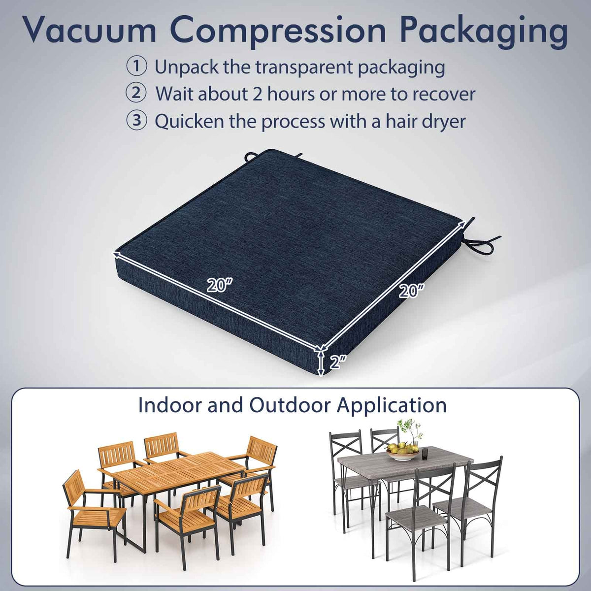 Outdoor Chair Cushion Set, Waterproof Fade-Resistant, Navy Outdoor Furniture Accessories at Gallery Canada