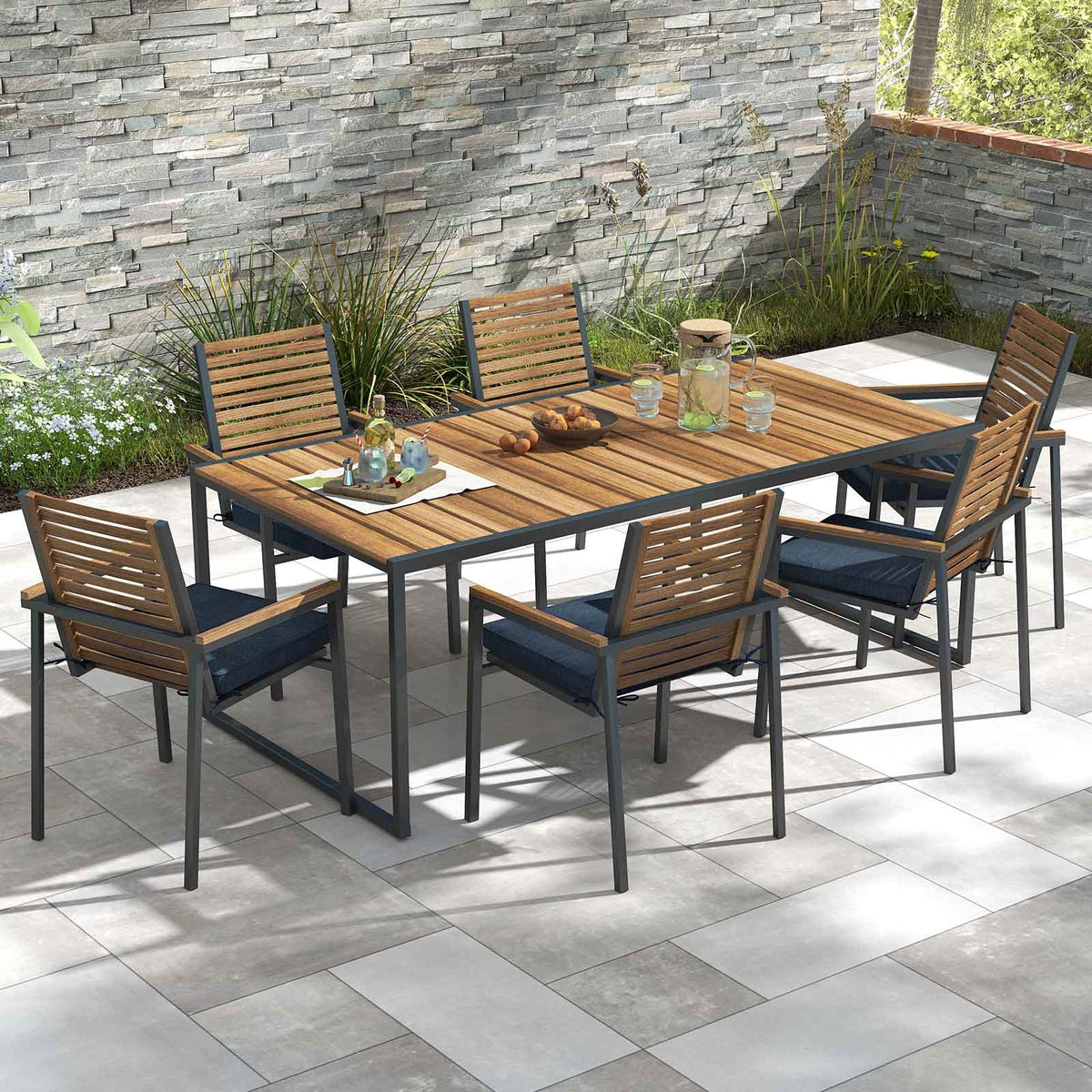 Outdoor Chair Cushion Set, Waterproof Fade-Resistant, Navy Outdoor Furniture Accessories at Gallery Canada