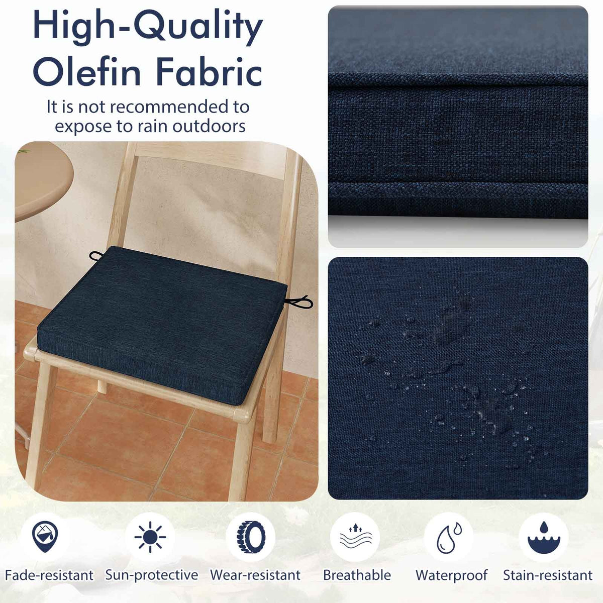 Outdoor Chair Cushion Set, Waterproof Fade-Resistant, Navy Outdoor Furniture Accessories at Gallery Canada