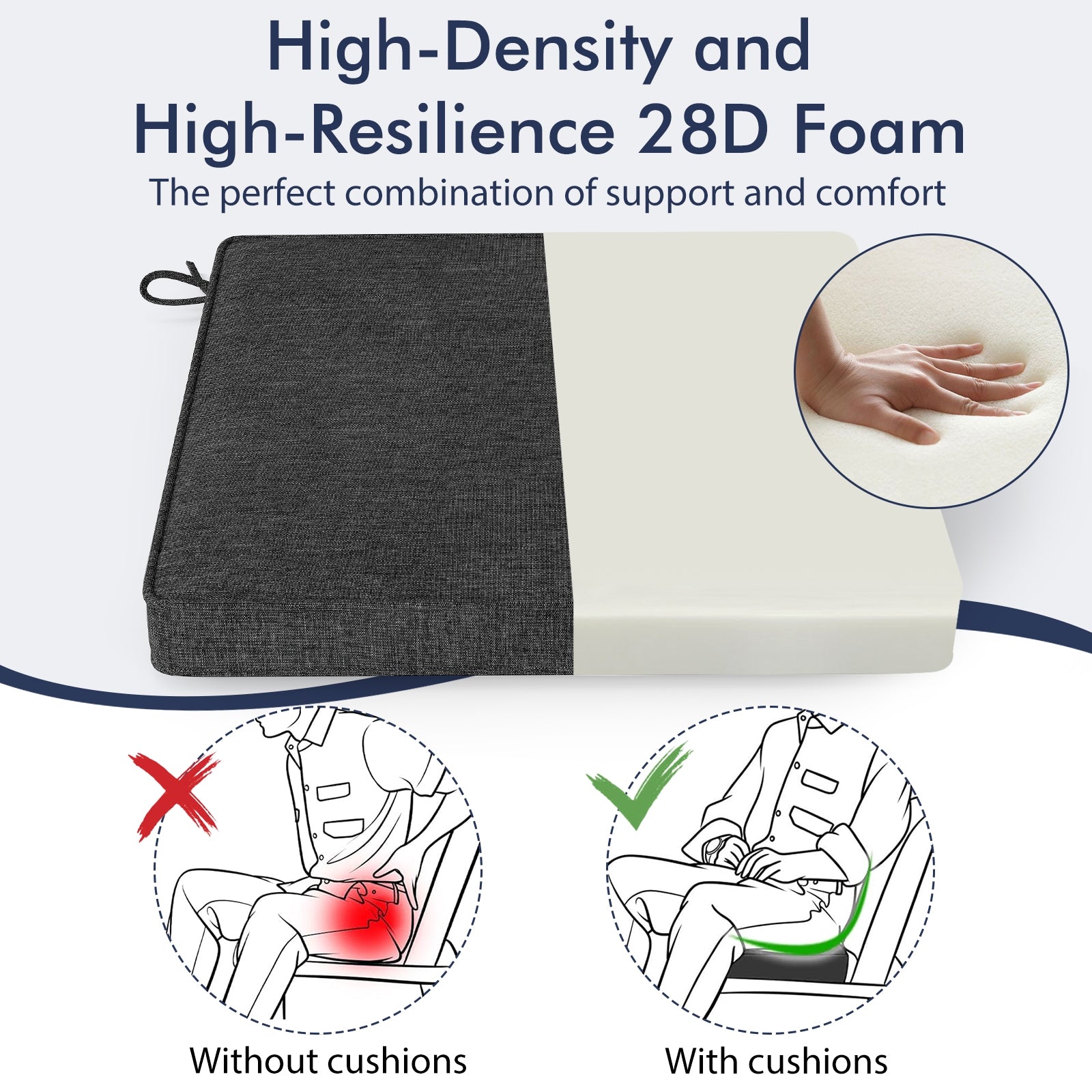 Outdoor Chair Cushion Set, 2 Waterproof Fade-Resistant Olefin, Gray Outdoor Furniture Accessories at Gallery Canada