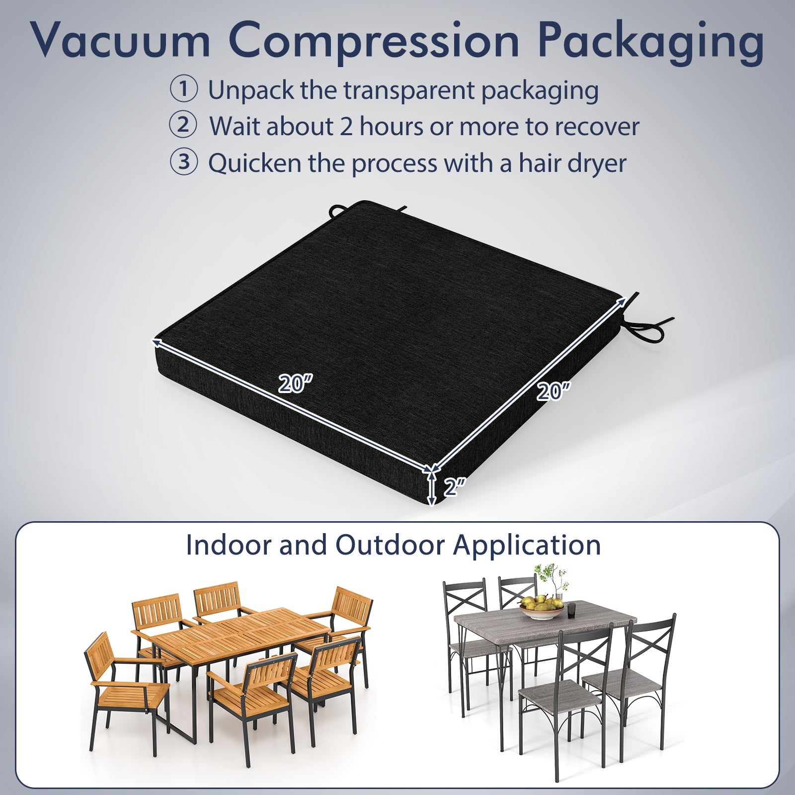 Outdoor Chair Cushion Set, Waterproof Fade-Resistant Olefin, Black Outdoor Furniture Accessories at Gallery Canada