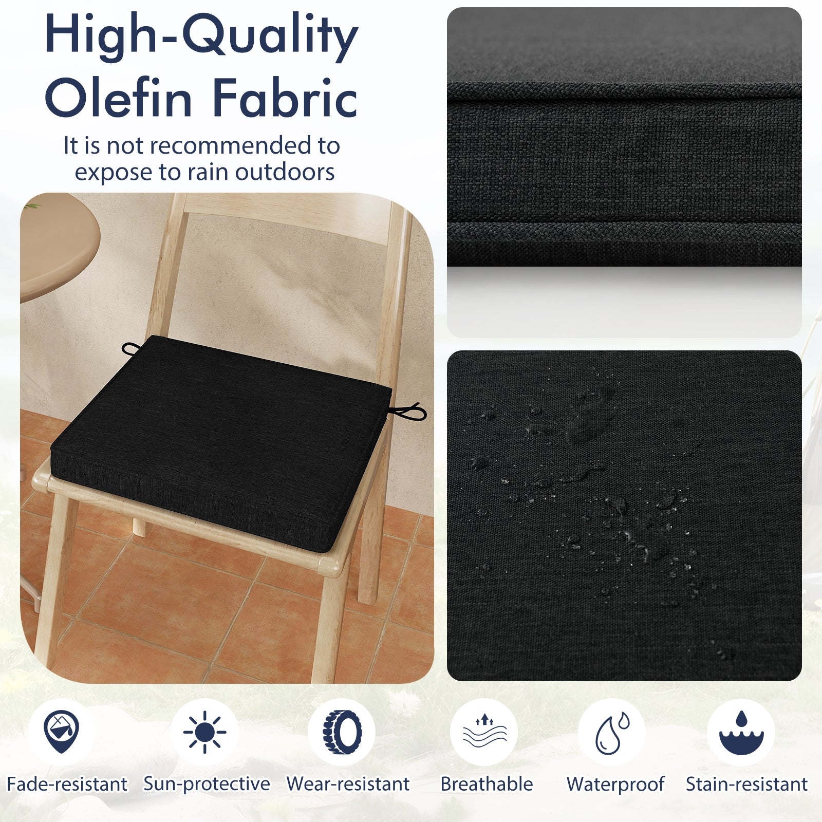 Outdoor Chair Cushion Set, Waterproof Fade-Resistant Olefin, Black Outdoor Furniture Accessories at Gallery Canada