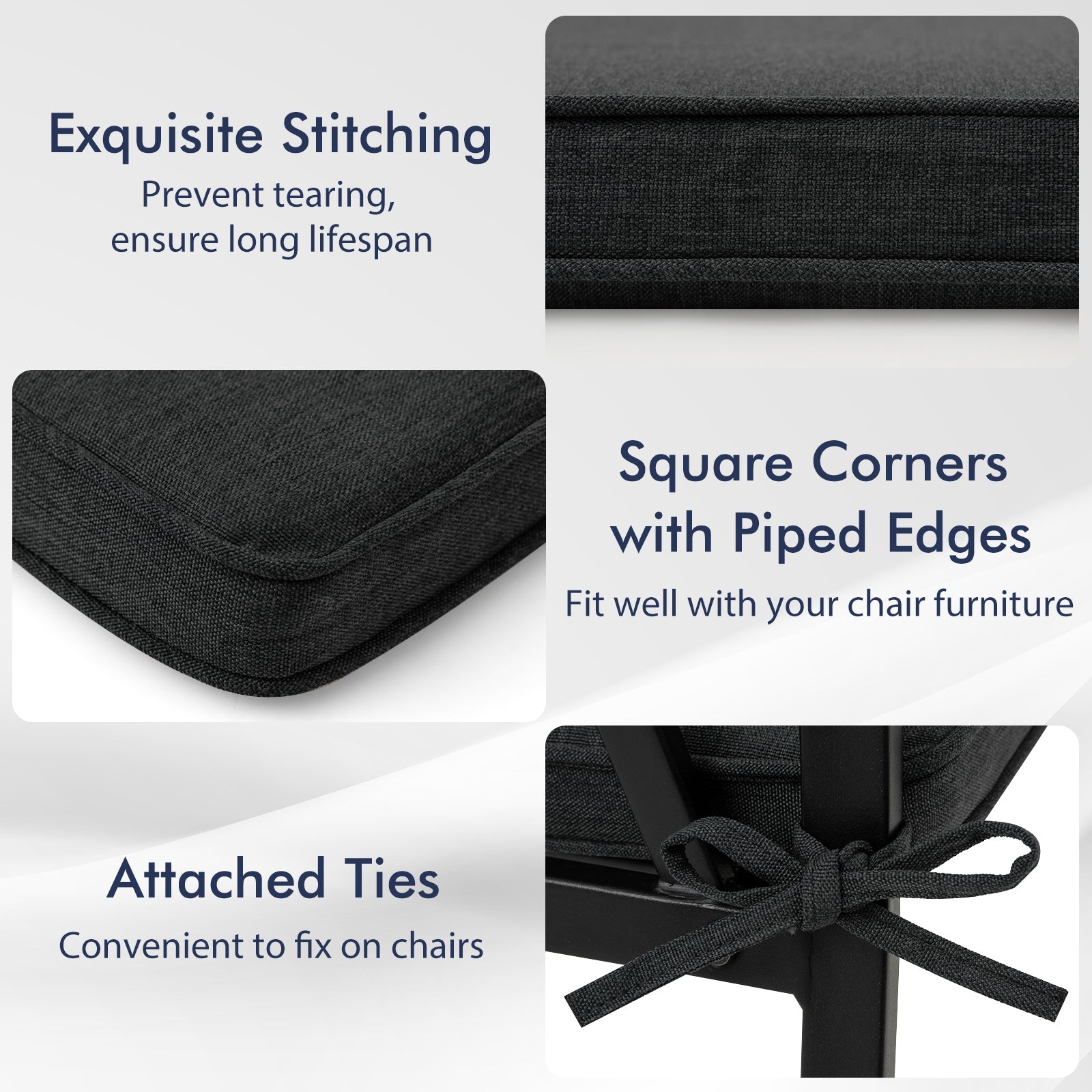 Outdoor Chair Cushion Set, Waterproof Fade-Resistant Olefin, Black Outdoor Furniture Accessories at Gallery Canada