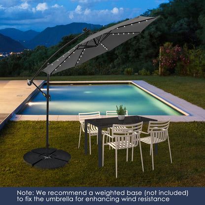 10 Feet Solar Offset Hanging Umbrella, 40 Lamp Beads, Gray Outdoor Umbrellas at Gallery Canada