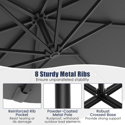 10 Feet Solar Offset Hanging Umbrella, 40 Lamp Beads, Gray Outdoor Umbrellas at Gallery Canada