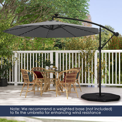 10 Feet Solar Offset Hanging Umbrella, 40 Lamp Beads, Gray Outdoor Umbrellas at Gallery Canada
