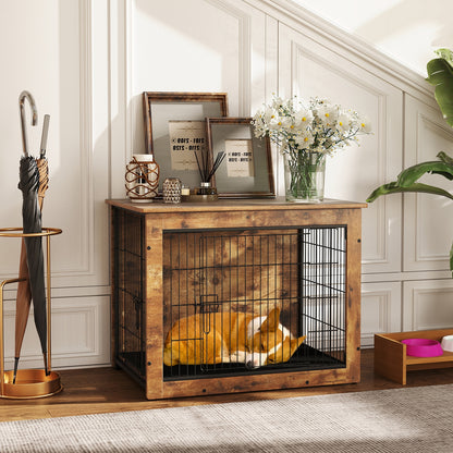 Dog Crate Furniture With Cushion, Double Doors, 33 Inches Dog Kennels at Gallery Canada