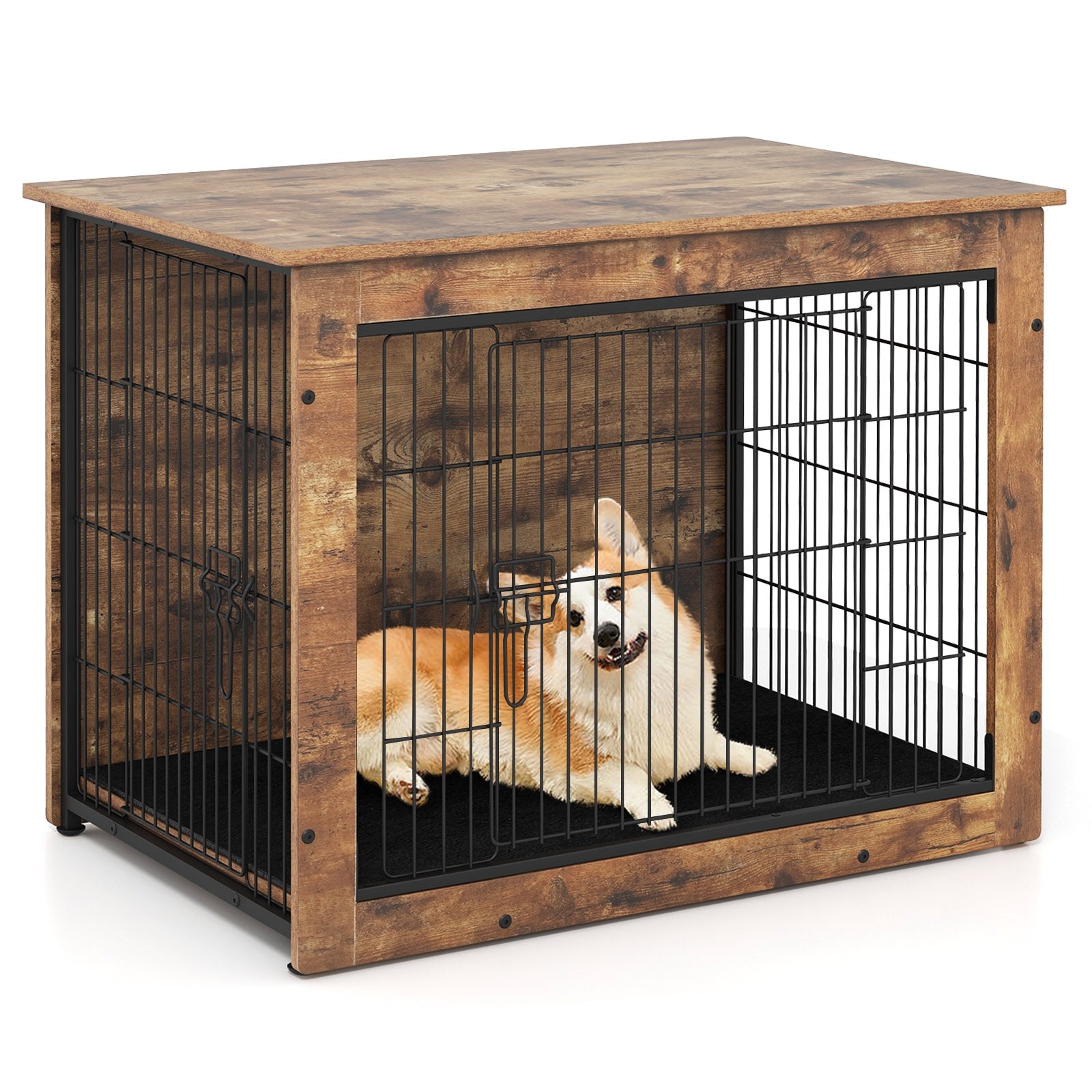 Dog Crate Furniture With Cushion, Double Doors, 33 Inches Dog Kennels Options at Gallery Canada