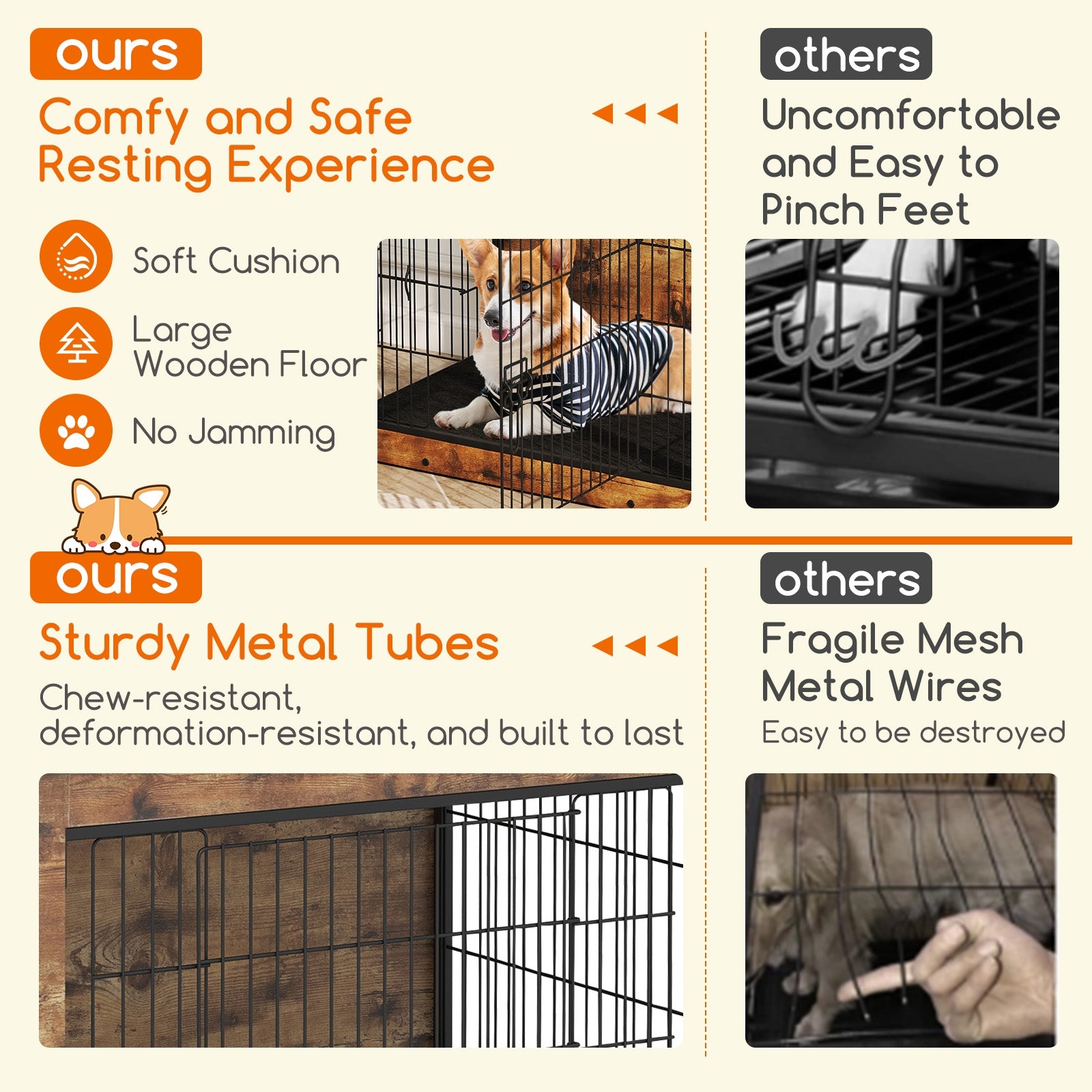Dog Crate Furniture With Cushion, Double Doors, 33 Inches Dog Kennels at Gallery Canada