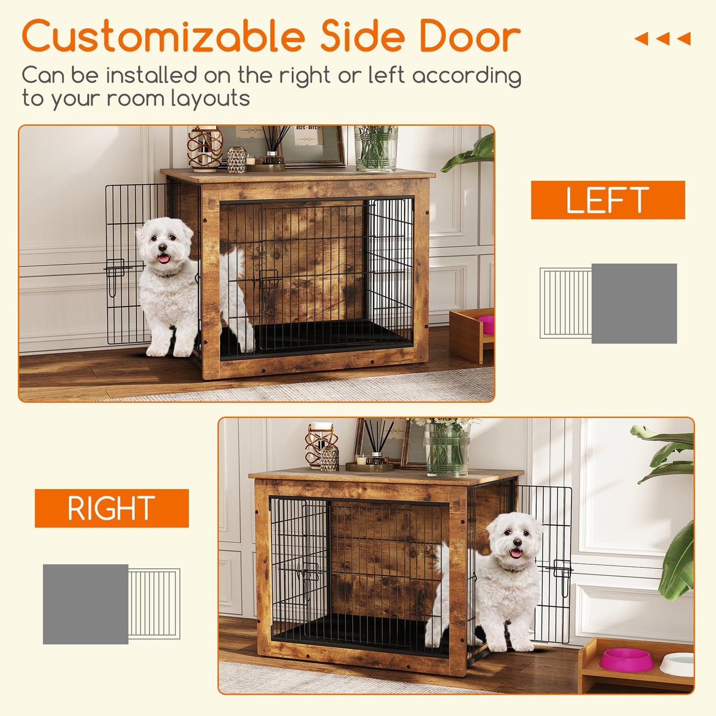 Dog Crate Furniture With Cushion, Double Doors, 33 Inches Dog Kennels at Gallery Canada