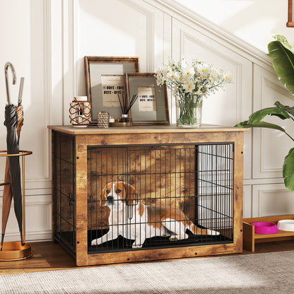 Dog Crate Furniture With Cushion, Double Doors, 37 Inches Dog Kennels at Gallery Canada
