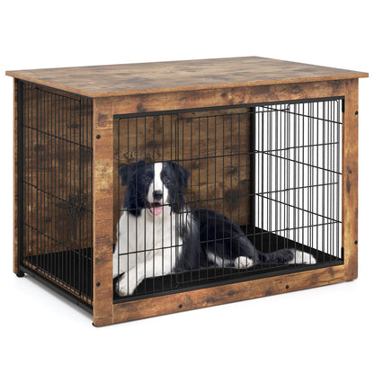 Dog Crate Furniture With Cushion, Double Doors, 37 Inches Dog Kennels at Gallery Canada