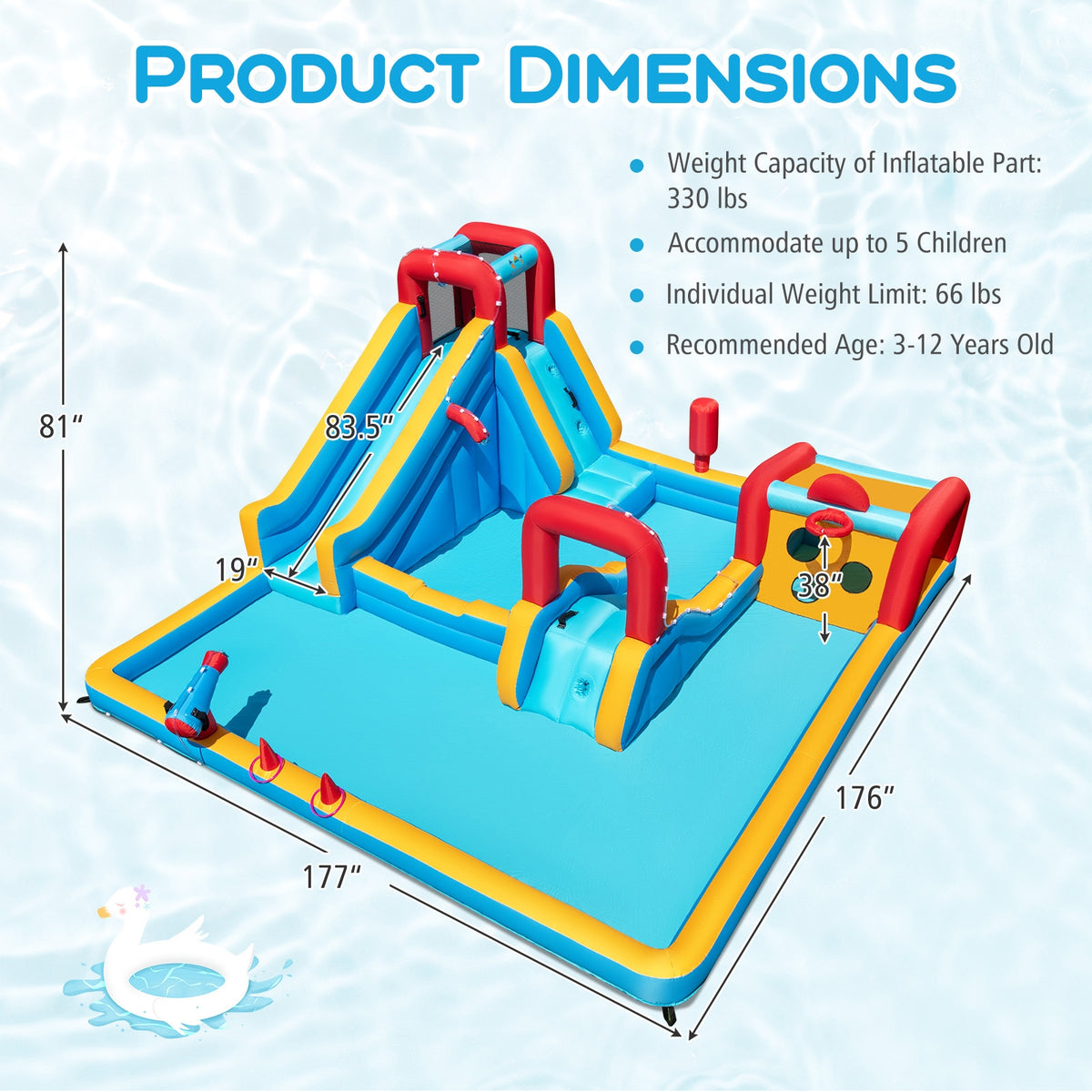 Inflatable Double Water Slide Park, 9-in-1 Giant Bounce House, 680W Blower Inflatable Water Slides at Gallery Canada