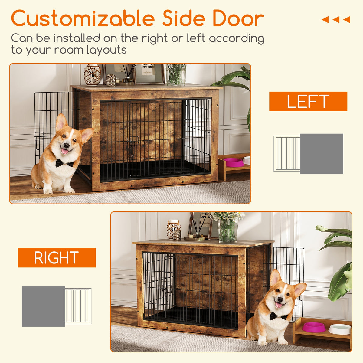 Dog Crate Furniture With Cushion, Double Doors, 37 Inches Dog Kennels at Gallery Canada
