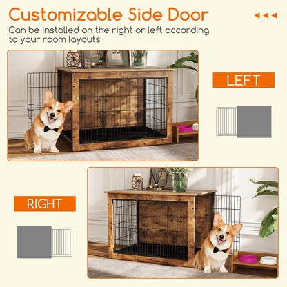 Dog Crate Furniture With Cushion, Double Doors, 37 Inches Dog Kennels at Gallery Canada
