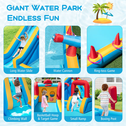 Inflatable Double Water Slide Park, 9-in-1 Giant Bounce House, 680W Blower Inflatable Water Slides at Gallery Canada