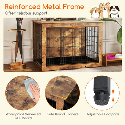 Dog Crate Furniture With Cushion, Double Doors, 37 Inches Dog Kennels at Gallery Canada