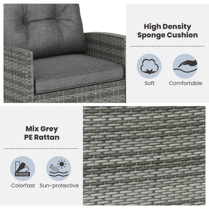 Rattan Rocker Chair With Glass Table, Soft Cushions, Gray Patio Conversation Sets at Gallery Canada