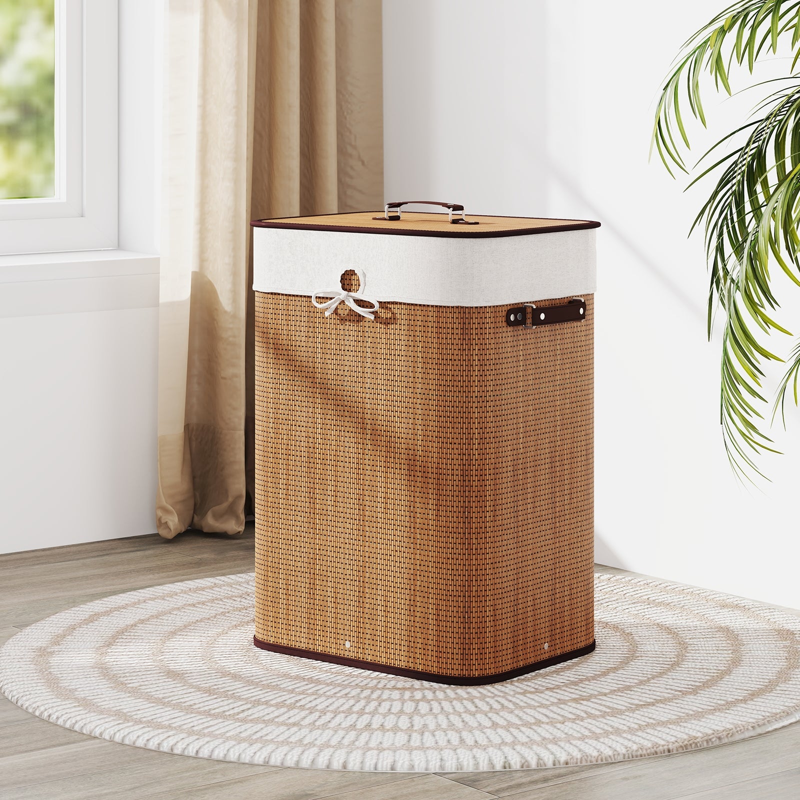 19 Gal Rectangle Laundry Basket, Bamboo Clothes Hamper, Yellow Laundry Baskets at Gallery Canada