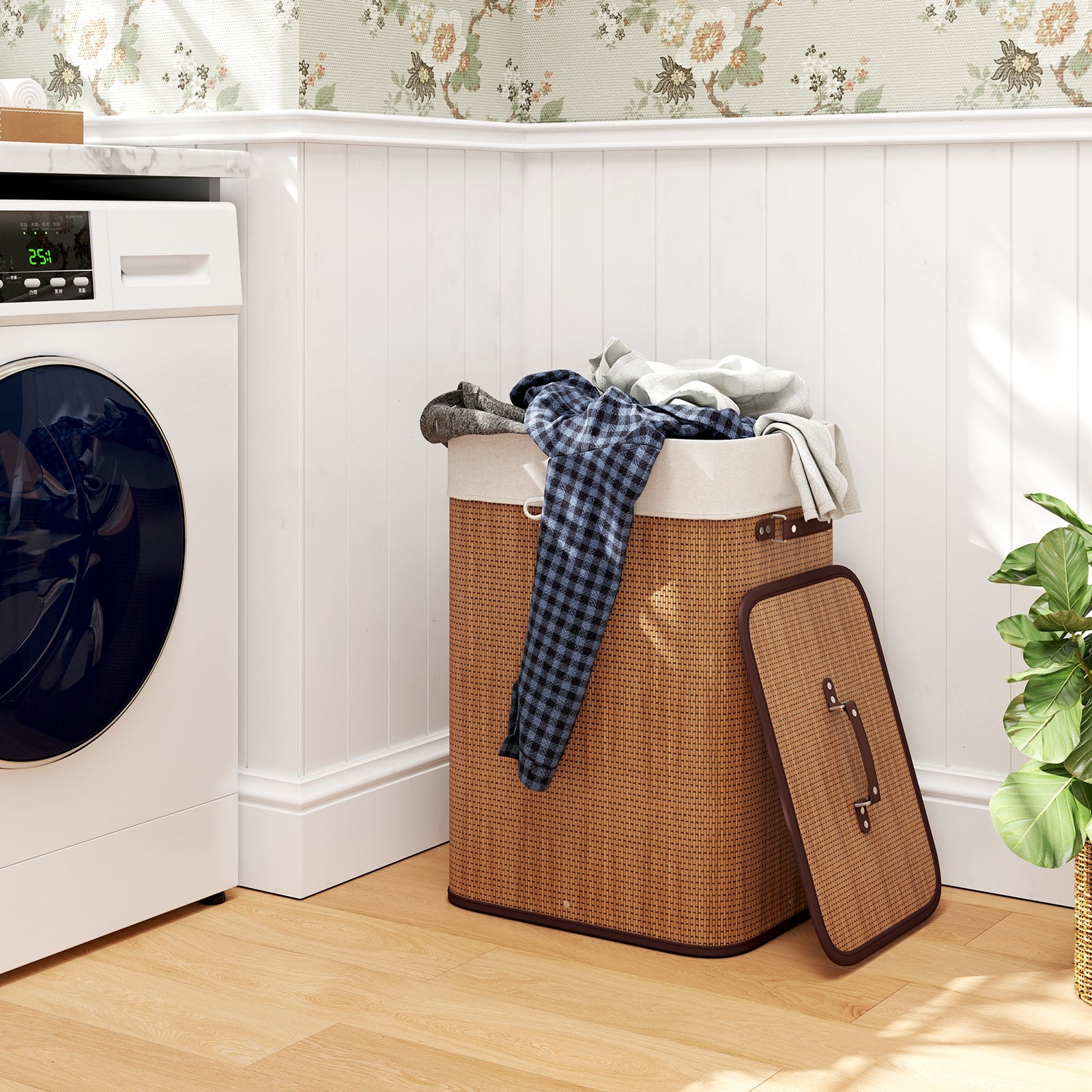 19 Gal Rectangle Laundry Basket, Bamboo Clothes Hamper, Yellow Laundry Baskets at Gallery Canada