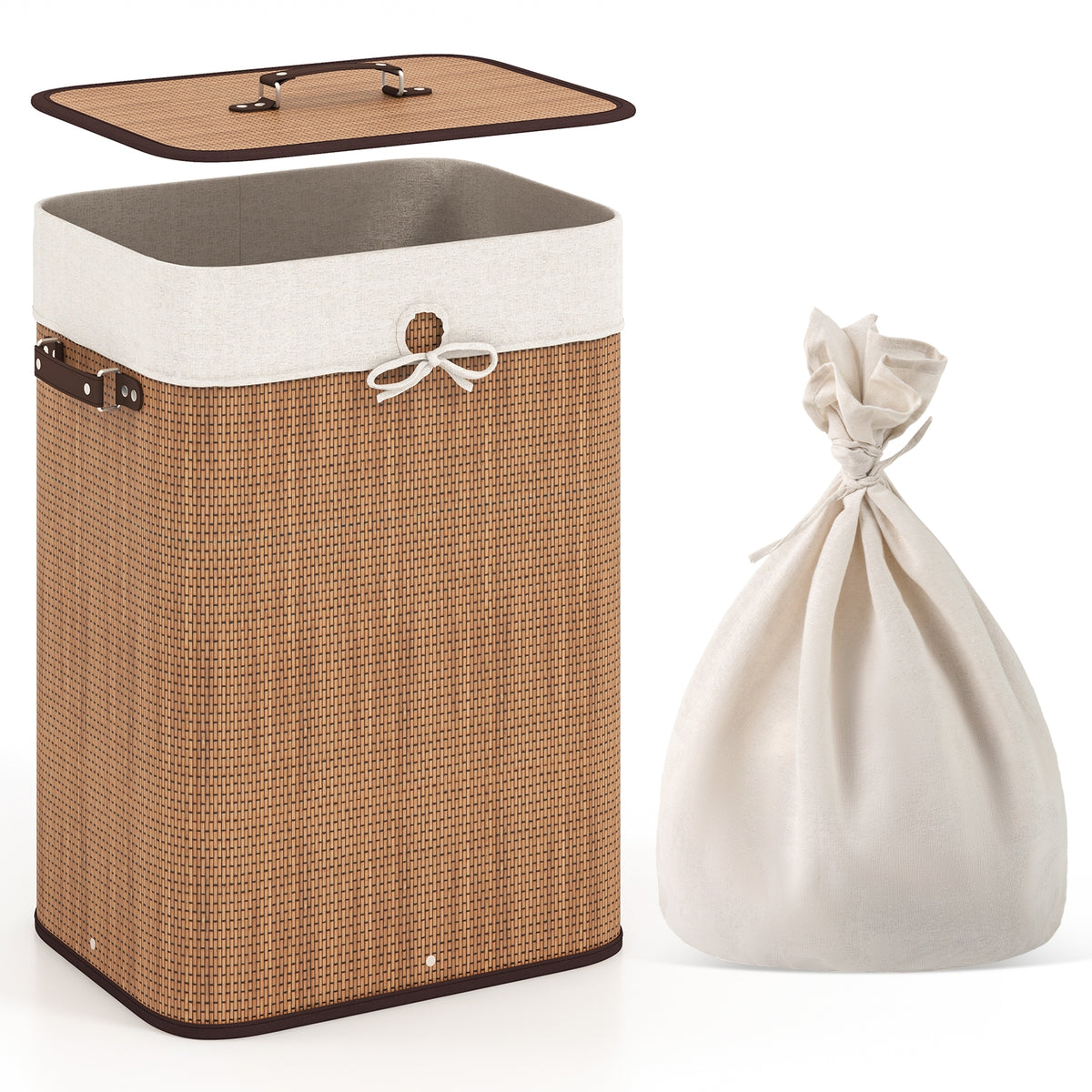 19 Gal Rectangle Laundry Basket, Bamboo Clothes Hamper, Yellow Laundry Baskets at Gallery Canada