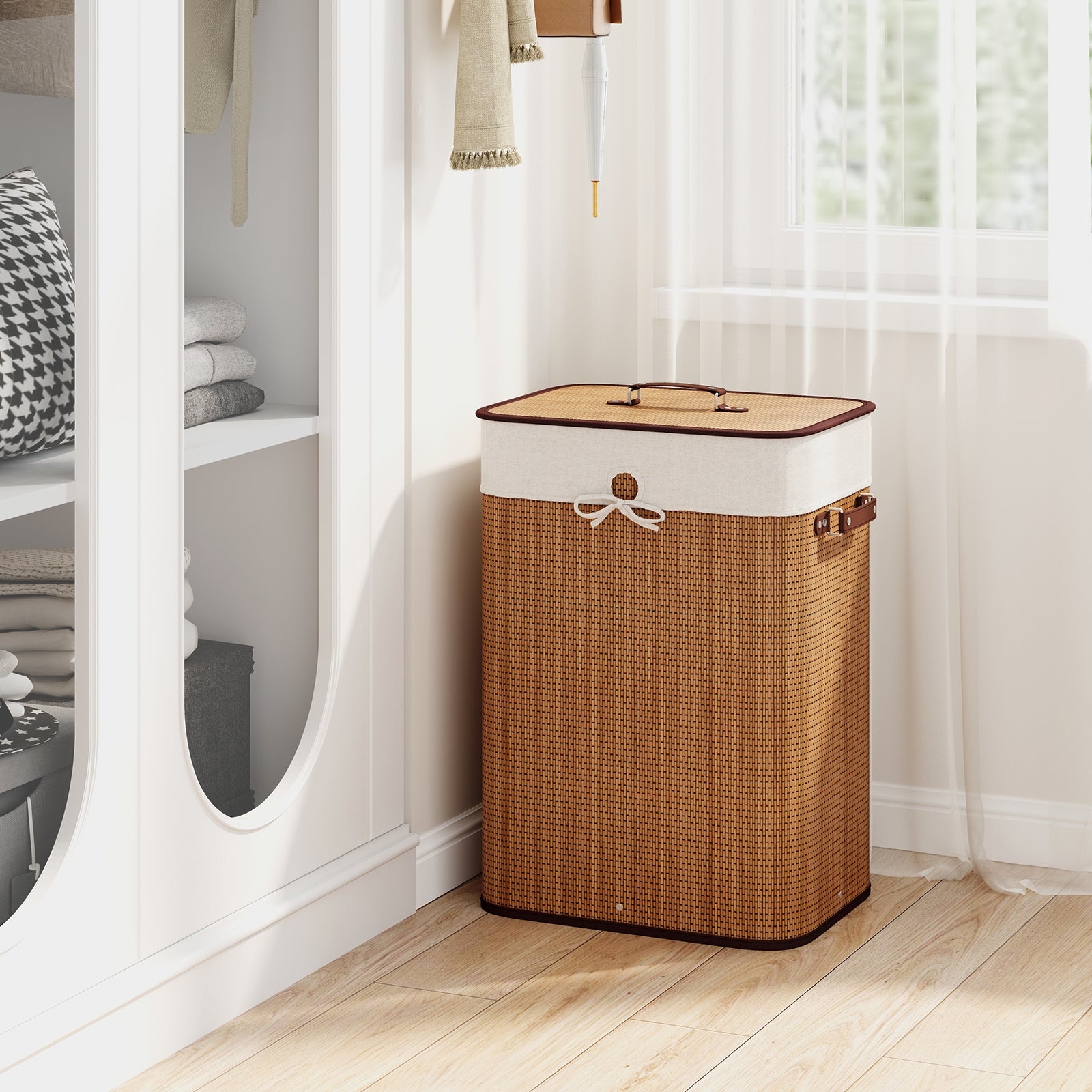 19 Gal Rectangle Laundry Basket, Bamboo Clothes Hamper, Yellow Laundry Baskets at Gallery Canada