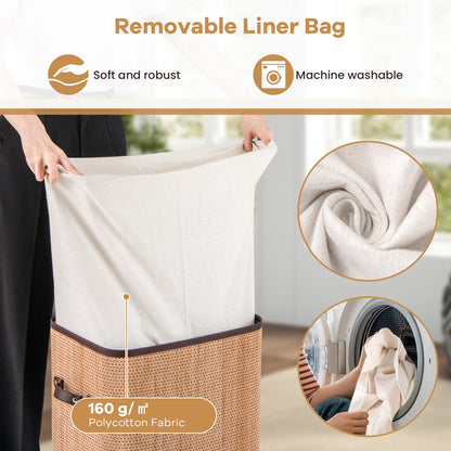 19 Gal Rectangle Laundry Basket, Bamboo Clothes Hamper, Yellow Laundry Baskets at Gallery Canada